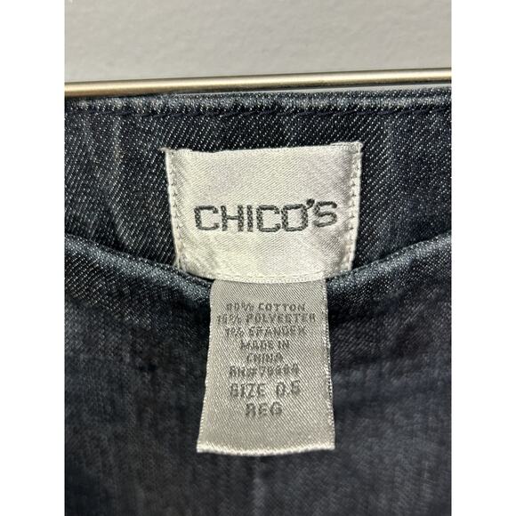 Chicos Pants Womens 0.5 Regular Blue Denim Stretch Slim Fit Side Zip Casual - Picture 3 of 7
